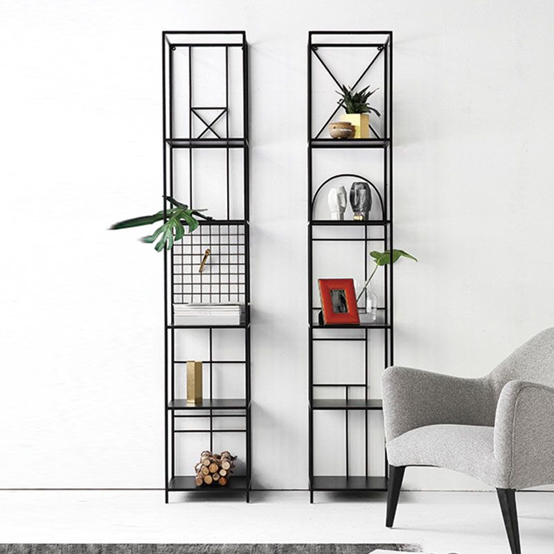 Libreria in metallo da 12 "W Open Storage Bookcase con ripiani in nero e oro