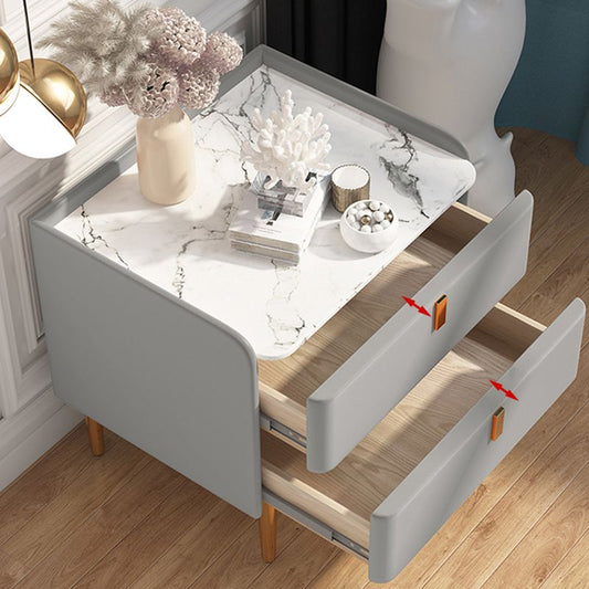 2 cajones Las patas de la mesa nocturna contemporánea incluyen la mesita de noche de madera maciza, 18.5 "de altura