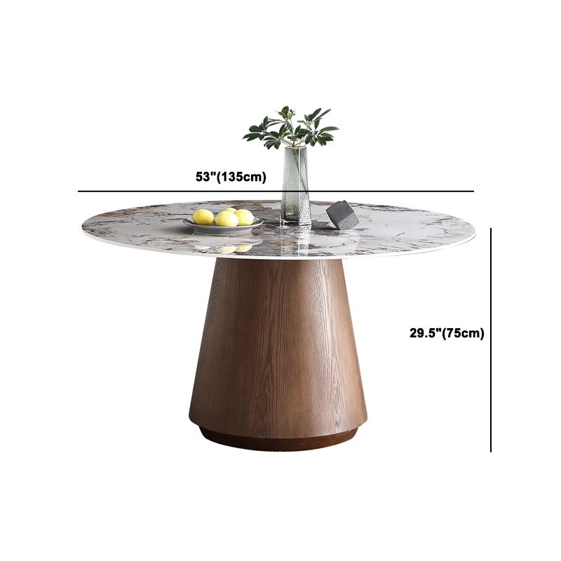 Juego de mesa de comedor redonda, mesa de comedor y sillas con pedestal de madera maciza de 1/4/5/7 piezas