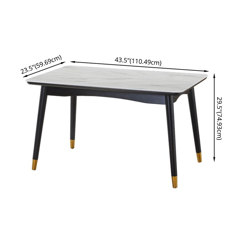 Modern White Slate Rectangular Dining Table Set with Four-leg Rubber Wood Base Clearhalo 'Dining Room Sets' 'Dining Tables & Seating' 'dining_room_set' 'furn' 'furn_dining_room_set' 'Furniture' 'furniture_dining_room_set' 'Kitchen & Dining Furniture' 'kitchen&dining_furn' 'kitchen' 1200x1200_55021005-8547-4c11-9ee6-f62f25bc0e9d