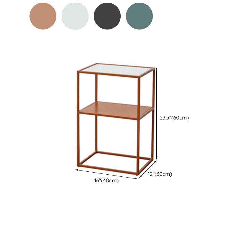 Modernistic Double Tier Rectangular with Storage Frame Glass Side Table Clearhalo 'Coffee & Accent Tables' 'End & Side Tables' 'end_side_tables' 'furn' 'furn_end_side_tables' 'Furniture' 'Living Room Furniture' 1200x1200_5504b179-b5b0-4c06-a8e7-123e8910cd3a