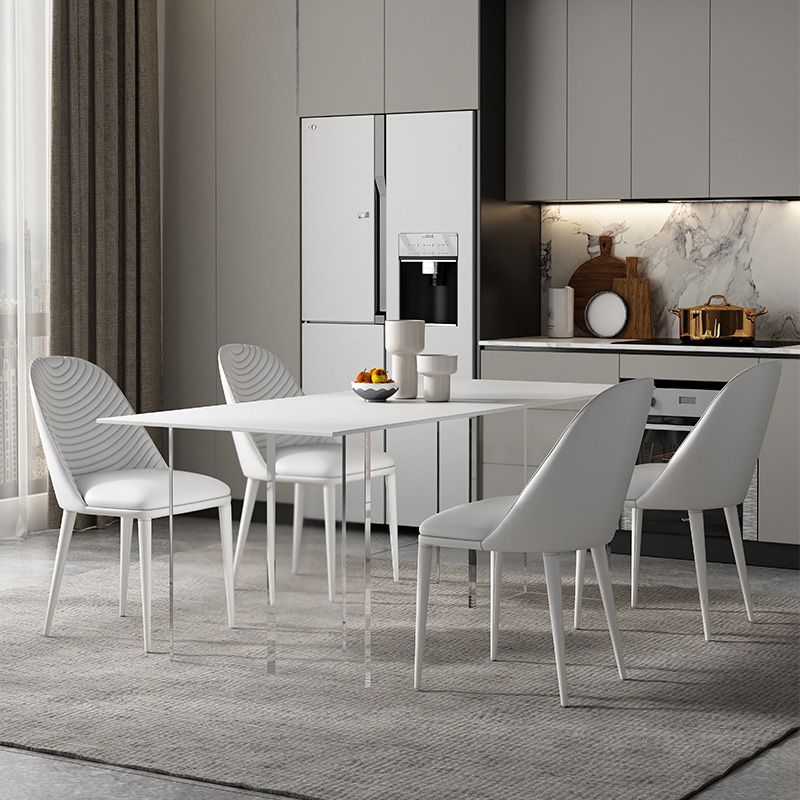 Medieval Modern Rectangle Dining Table Sintered Stone Table with Acrylic Legs for Home Use Clearhalo 'Dining Tables & Seating' 'Dining Tables' 'dining_table' 'furn' 'furn_dining_table' 'Furniture' 'Kitchen & Dining Furniture' 1200x1200_5504d87c-ab71-46bd-9645-6d0b8f53bdea