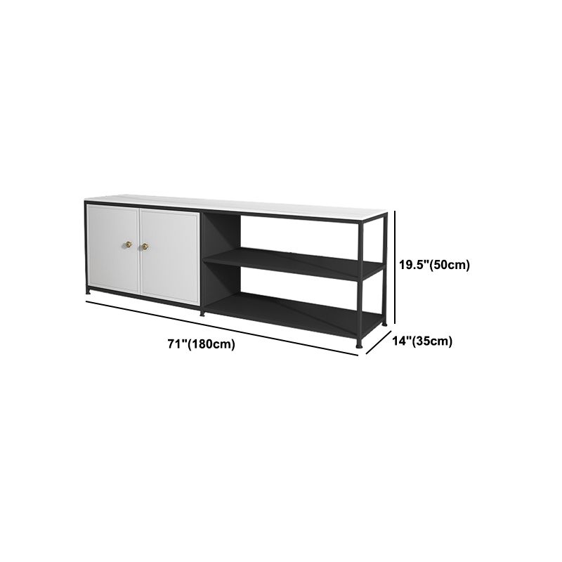 Consola de TV de piedra y metal consola contemporánea de medios de televisión