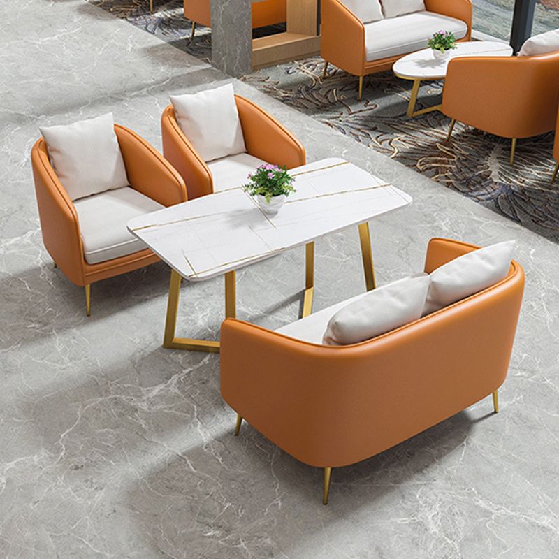 Glam Sintered Stone Dining Table Metal Dinette Table for Home Use Clearhalo 'Dining Tables & Seating' 'Dining Tables' 'dining_table' 'furn' 'furn_dining_table' 'Furniture' 'Kitchen & Dining Furniture' 1200x1200_5506f142-5a9d-4b29-9757-6ca7689c8b8d