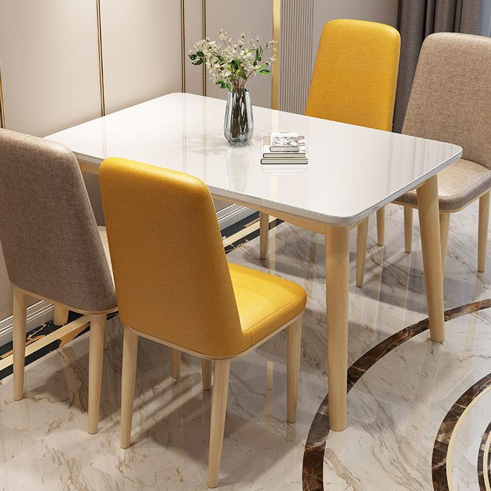 Rubberwood Modern Solid Wood Dining Table 4 Legs Base Table in Wood Color Clearhalo ' dining_table' 'Dining Tables & Seating' 'Dining Tables' 'Furniture' 'furniture_dining_table' 'Kitchen & Dining Furniture' 'kitchen&dining_furn' 'kitchen' 'kitchen_dining_table' 1200x1200_550782f4-e366-4794-bd55-cf6f0004b2e0