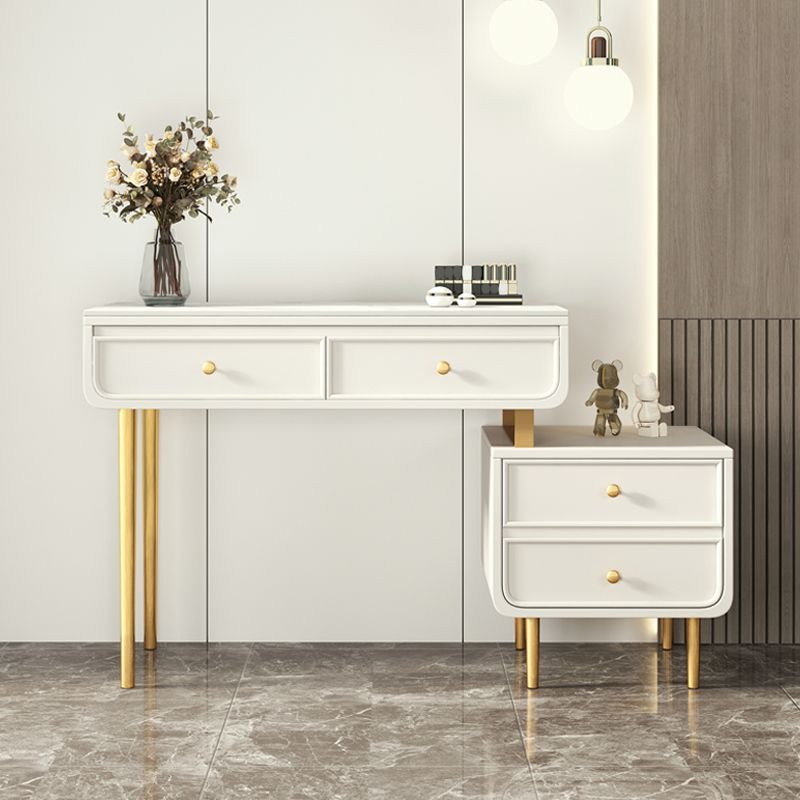 Tocador de maquillaje de dormitorio en tope de top de piedra blanca/gris