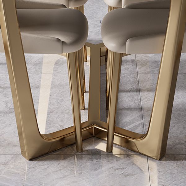 Glam 1/4/5/7 Pieces Rectangle Dining Table Set with Sintered Stone Scalable Dinette Set Clearhalo 'Dining Room Sets' 'Dining Tables & Seating' 'dining_room_set' 'furn' 'furn_dining_room_set' 'Furniture' 'furniture_dining_room_set' 'Kitchen & Dining Furniture' 'kitchen&dining_furn' 'kitchen' 1200x1200_5507cc2d-ce03-481d-a0b9-9bf94e0f2124