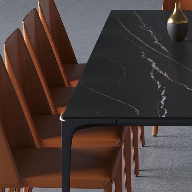 Sintered Stone Black Dining Table Modern Style 4 Legs Table for Dining Room Clearhalo ' dining_table' 'Dining Tables & Seating' 'Dining Tables' 'furn' 'furn_dining_table' 'Furniture' 'furniture_dining_table' 'Kitchen & Dining Furniture' 'kitchen&dining_furn' 'kitchen' 'kitchen_dining_table' 1200x1200_5507d85b-ba2e-456c-8d3b-c15cae117735