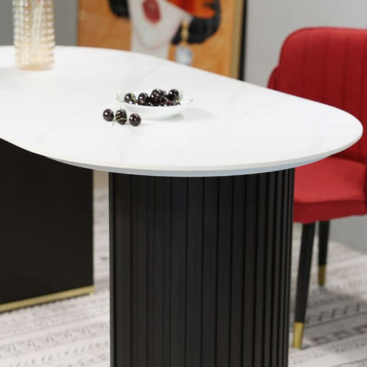 Luxury Double Pedestal Dining Site Table Stone Dining Room Furniture Clearhalo ' dining_table' 'Dining Tables & Seating' 'Dining Tables' 'furn' 'furn_dining_table' 'Furniture' 'furniture_dining_table' 'Kitchen & Dining Furniture' 'kitchen&dining_furn' 'kitchen' 'kitchen_dining_table' 1200x1200_550c46ea-fb9a-475f-b4e0-2e75af6d49b1