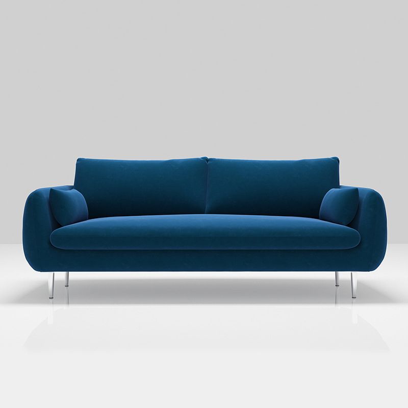 Scandinavian Square Arm Settee Velvet Cushion Back Sofa with Metal Legs Clearhalo 'furn' 'furn_sofas' 'Furniture' 'furniture_sofas' 'Living Room Furniture' 'Sofa' 'sofas' 1200x1200_550f43bf-b368-45ad-9cdb-febacce90b3e