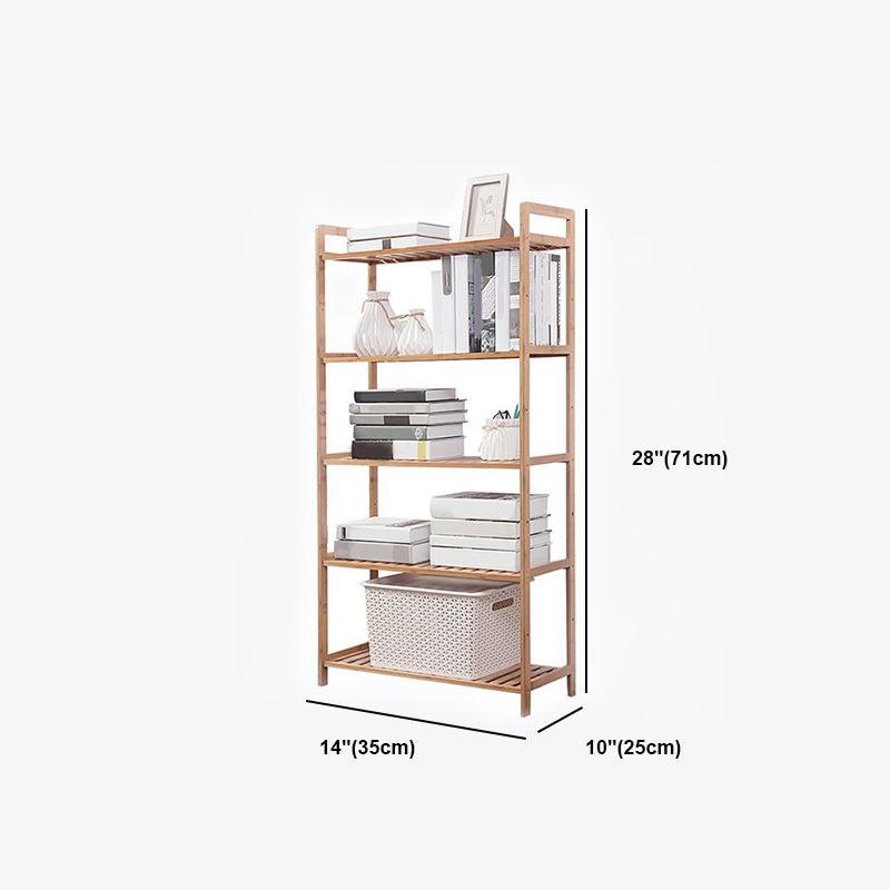 Modern Bamboo Vertical Book Shelf Brown Open Bookshelf for Study Room