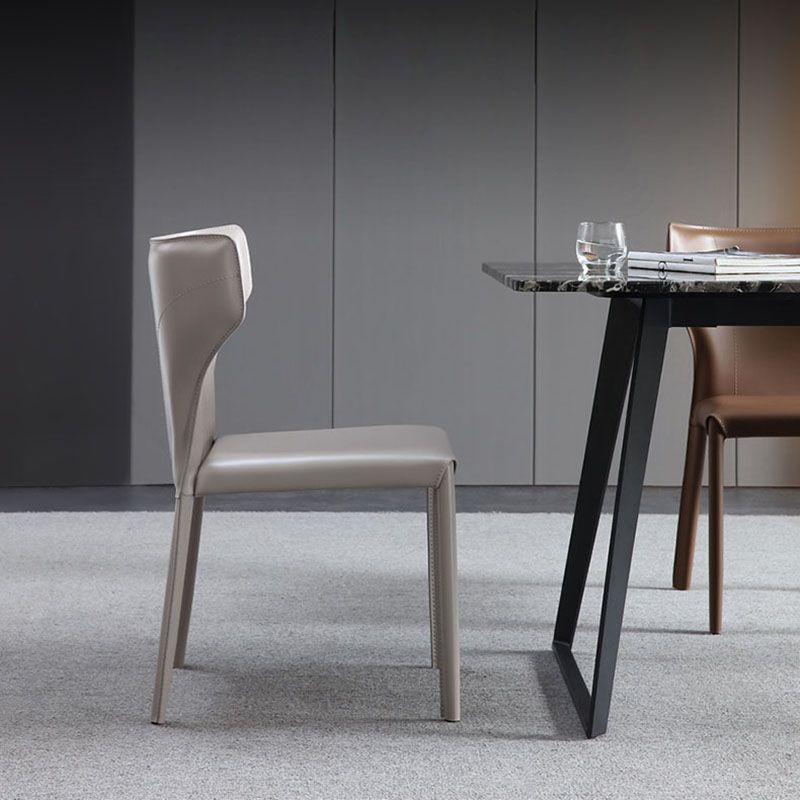 Modern Leather Dining Room Chair Armless Wingback Side Chair for Home Use Clearhalo ' kitchen&dining_furn' 'Dining Chairs' 'Dining Tables & Seating' 'dining_chair' 'furn' 'furn_dining_chair' 'Furniture' 'furniture_dining_chair' 'Kitchen & Dining Furniture' 'kitchen' 1200x1200_5512f0fe-7843-4118-a8da-f8542f703def