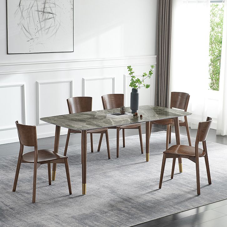 Glam Sintered Stone Standard Dining Table Gray Rectangle Shape Dining Table for Kitchen Clearhalo ' dining_table' 'Dining Tables & Seating' 'Dining Tables' 'furn' 'furn_dining_table' 'Furniture' 'furniture_dining_table' 'Kitchen & Dining Furniture' 'kitchen&dining_furn' 'kitchen' 'kitchen_dining_table' 1200x1200_5513aaf2-0a7d-4158-86c3-e9f088bc0632
