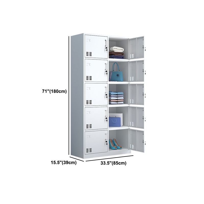 Moderne stijl garderobe witte kleur metalen garderobe kast met deuren