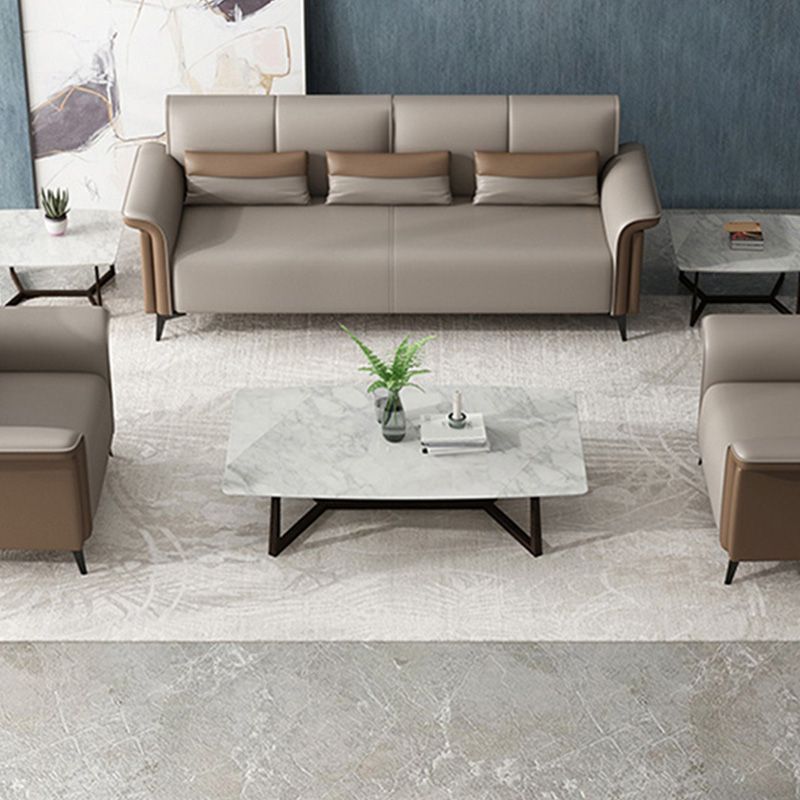 Faux Cuir évasé canapé contemporain canapé avec coussins