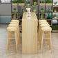 Juego de mesa de bar contemporánea de 1/2/5/9 piezas, mesa de bar rectangular de madera con taburetes altos