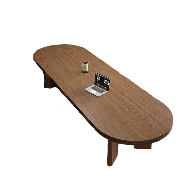 Pine Wood Top Dining Table Modern Oval Dining Table with 4 Legs Clearhalo 'Dining Tables & Seating' 'Dining Tables' 'dining_table' 'furn' 'furn_dining_table' 'Furniture' 'furniture_dining_table' 'Kitchen & Dining Furniture' 'kitchen' 'kitchen_dining_table' 1200x1200_55164b87-fdfd-44c7-ba6a-f77687f46aa9