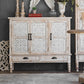Industrial Distressed Wood Cabinet 1/2 - Drawer Solid Wood Storage Cabinet in White