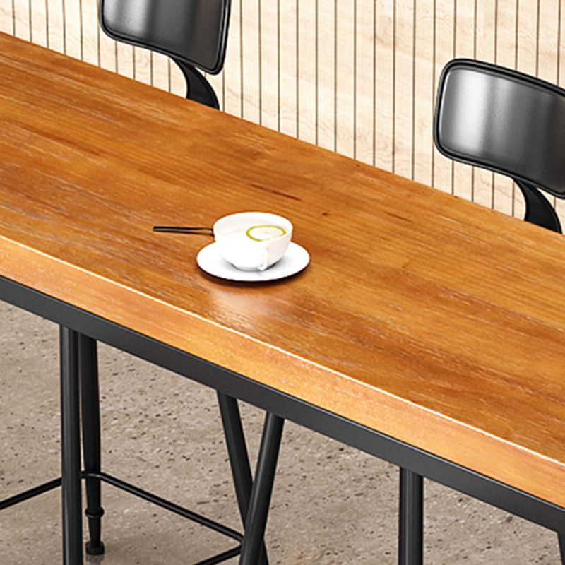 Industrial Wood Bistro Bar Table Rectangle Metal Base Bar Table with Footrest Clearhalo 'Bar Furniture' 'Bar Tables' 'bar_tables' 'furn' 'furn_bar_tables' 'Furniture' 'Kitchen & Dining Furniture' 1200x1200_5519690f-58e6-40e9-846a-097e64e567a7