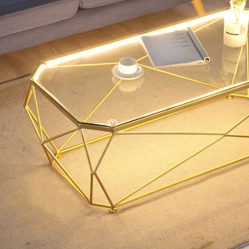 Contemporary Cocktail Table Glass Top Rectangular Single Coffee Table ...