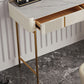 Glam Slate Top Vanity Dressing Table Beige Wooden Makeup Vanity Desk