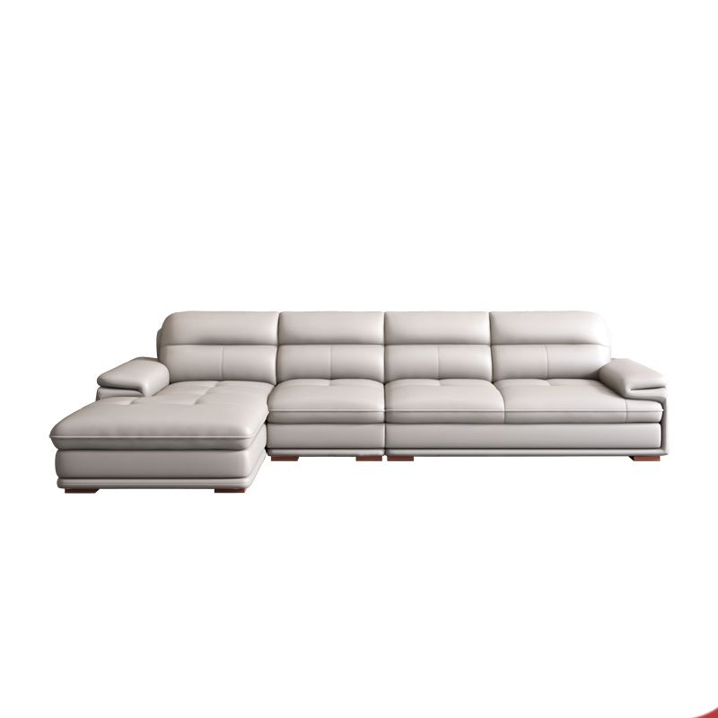 Beige Contemporary Sofa/Sectional with Genuine Leather and Leather Clearhalo 'furn' 'furn_sectionals' 'Furniture' 'furniture_sectionals' 'kitchen' 'kitchen_sectionals' 'Living Room Furniture' 'Sectionals' 1200x1200_551a8208-ffb8-46c5-849b-2daabb076bf7