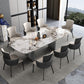Contemporary 1/3/4/6/9 Pieces Dining Set Rectangle Stone Dining Table Set in White