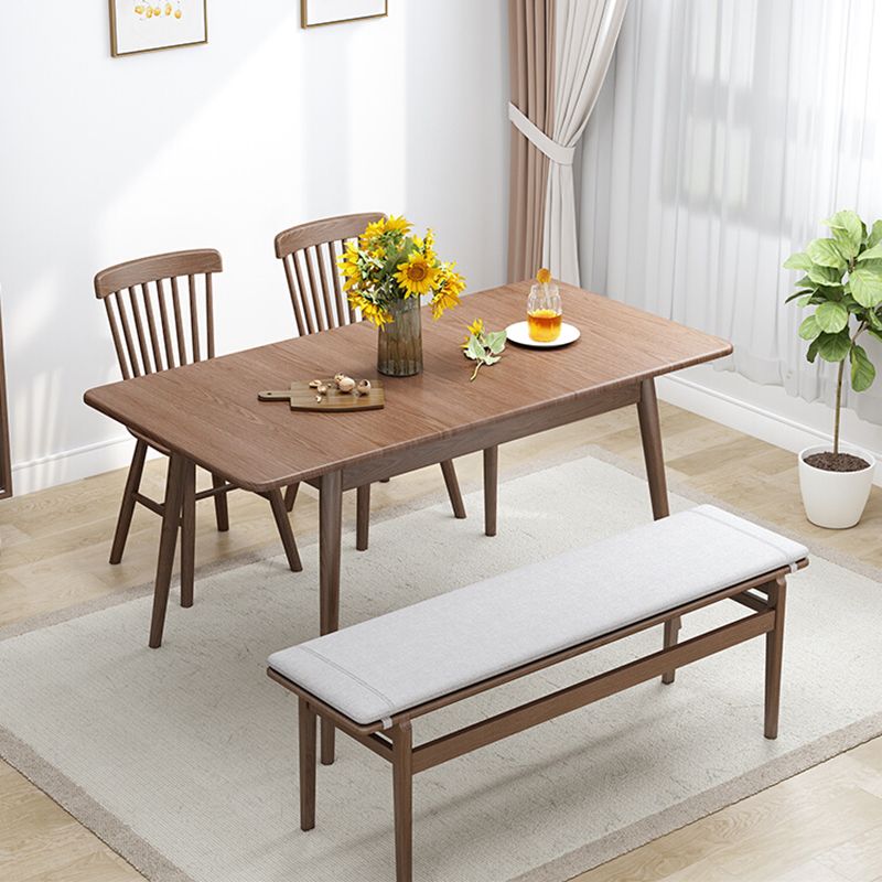 Farmhouse Wood Bedroom Bench Walnut/Natural Finish Dining Bench with Removable Cushion Clearhalo 'Benches' 'Chairs & Seating' 'furn' 'furn_benches' 'Furniture' 'Living Room Furniture' 1200x1200_551aecee-2b7c-475e-8076-79f22e343bd8