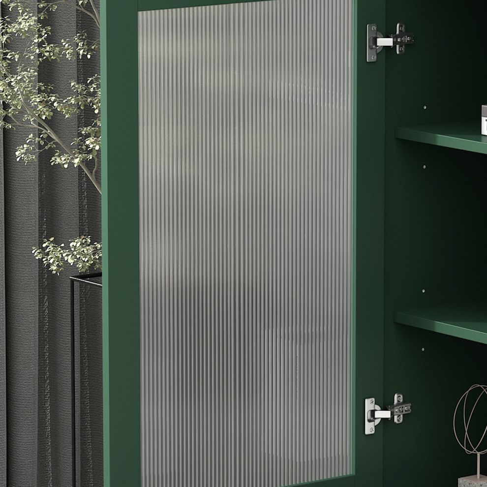 Armoire à accent en bois avec porte en verre et 4 pattes noires en acier