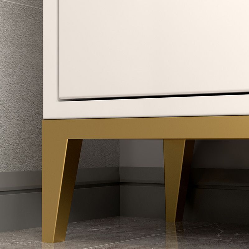 Server da pranzo del cassetto in legno ingegnerizzato bianco con gambe metalliche