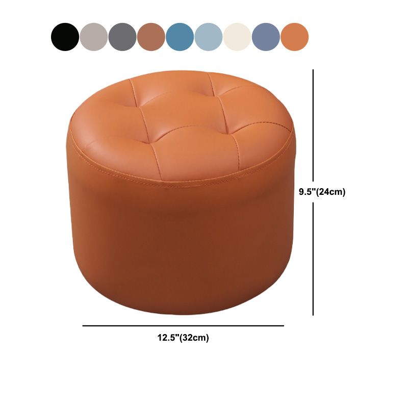 Modern Faux Leather Ottoman Plain Tufted Detail Round Footstool Ottoman Clearhalo 'furn' 'furn_ottomans_poufs' 'Furniture' 'Living Room Furniture' 'Ottomans & Poufs' 'ottomans_poufs' 1200x1200_5522fa4b-dfde-4542-9081-45b1df17158d
