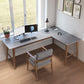 30"H Contemporary Office Desk L-Shape Ash Gray Writing Desk for Bedroom
