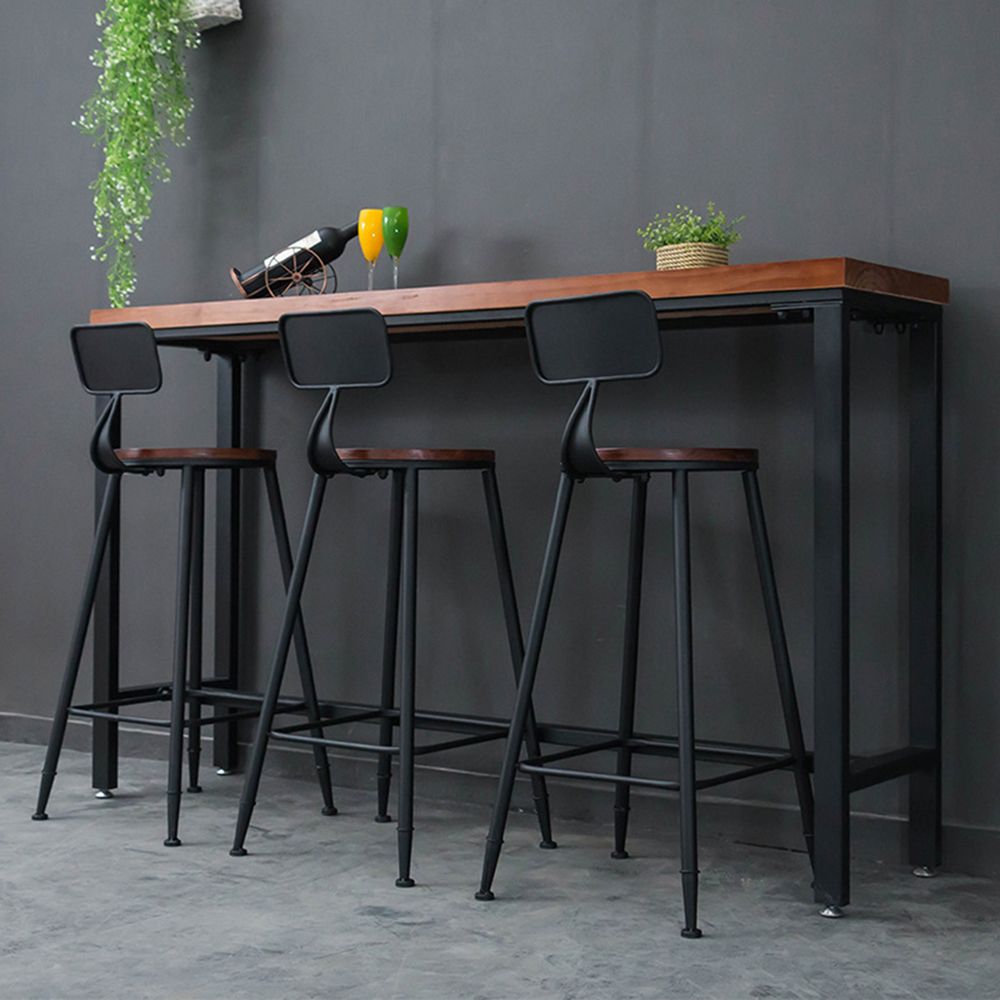 Industrial Rectangle Pine Wood Bar Table Set 1/4 Pieces Counter Table with High Stools Clearhalo 'Bar Furniture' 'furn' 'furn_home_bar_bar_sets' 'Furniture' 'Home Bars & Bar Sets' 'home_bar_bar_sets' 'Kitchen & Dining Furniture' 1200x1200_5523c35f-4c7d-4410-b99d-b85648a72ffa