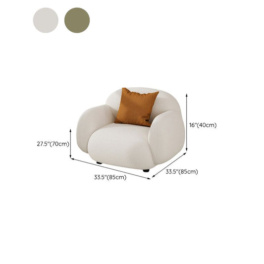 Contemporary Square Arm Sofa with Pillows Seating in Green and Beige