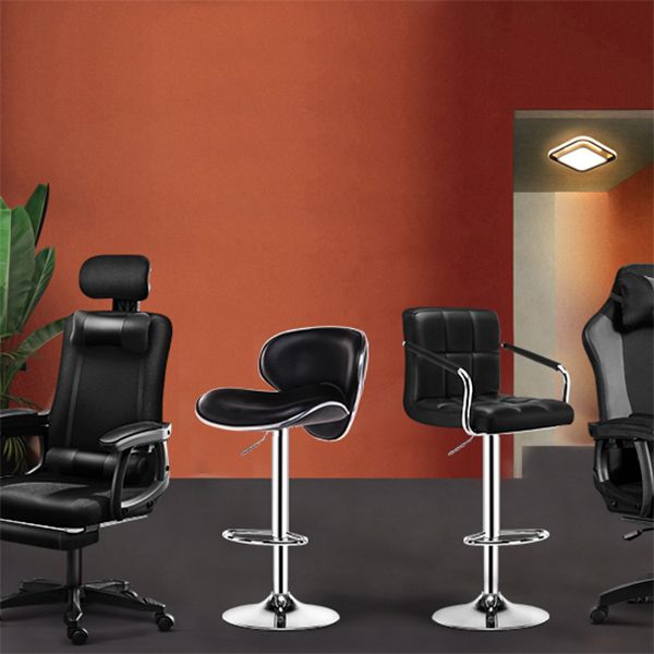 Modern Liftable Rotatable Counter Stool Steel Household Bar Stool with Pedal and Cushion Clearhalo 'Bar Furniture' 'Bar Stools' 'bar_stools' 'furn' 'furn_bar_stools' 'furniture_bar_stools' 'Kitchen & Dining Furniture' 'kitchen&dining_furn' 'kitchen' 'kitchen_furn' Furniture' 1200x1200_5525d38d-57c6-4669-ac35-76f42fe5a82e