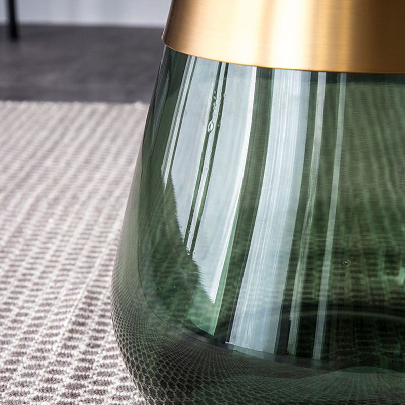 Modern Style Black/gold Metal Table Top Glass Base Round Side Table