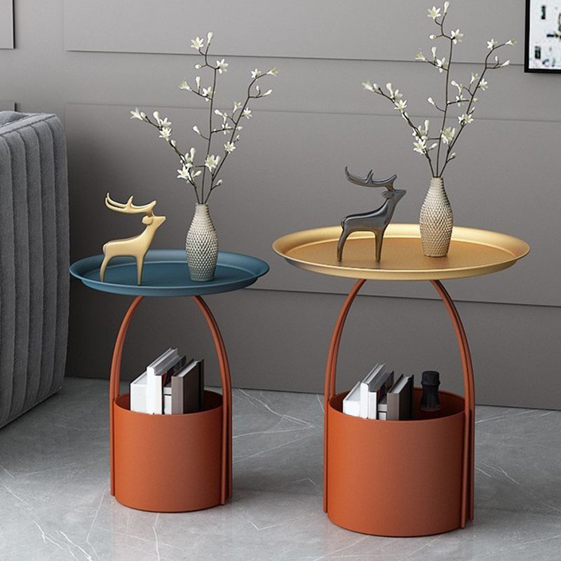 Round Tray Top Coffee Table Iron Pedestal Cocktail Table with Storage Clearhalo 'Coffee & Accent Tables' 'Coffee Tables' 'coffee_tables' 'furn' 'furn_coffee_tables' 'Furniture' 'Living Room Furniture' 1200x1200_5527e514-6cdd-4890-881d-0ab0ece5d85c
