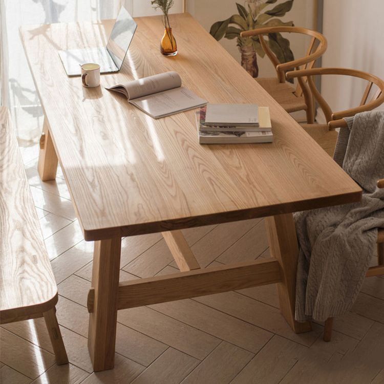 Mesa moderna de madera de pino para mesa de cocina rectangular de restaurantes con base de caballete