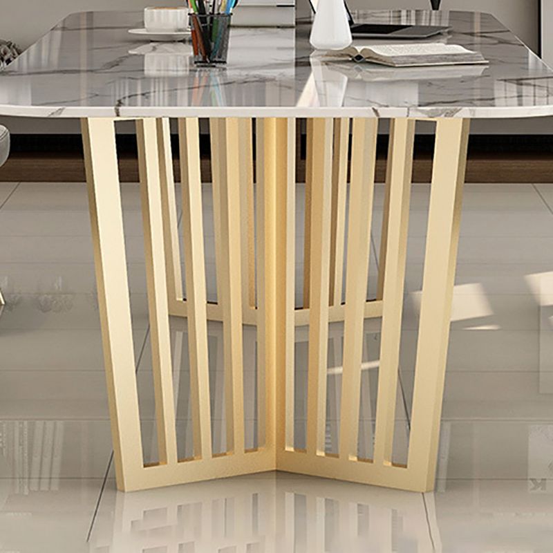 Escritorio de oficina curvado de glamour de mármol blanco escritorio de escritura con patas de metal