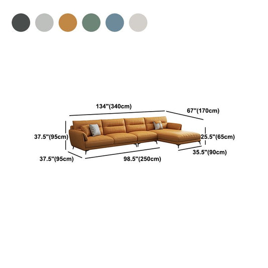 Sezione a 4 posti contemporanea con braccia top a cuscino in pelle finta