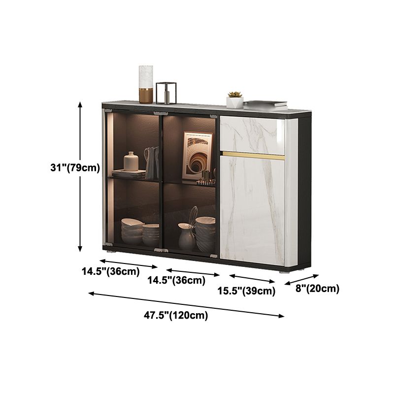 Glass Door Wood Sideboard Modern Credenza with Storage for Living Room Clearhalo 'buffet_sideboard' 'Buffets & Sideboards' 'furn' 'furn_buffet_sideboard' 'Furniture' 'Kitchen & Dining Furniture' 1200x1200_552e999f-3bba-4936-acbb-9ce84060d205