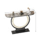Glam Stone Console Table Half Moon Stain Resistant Accent Table for Hall