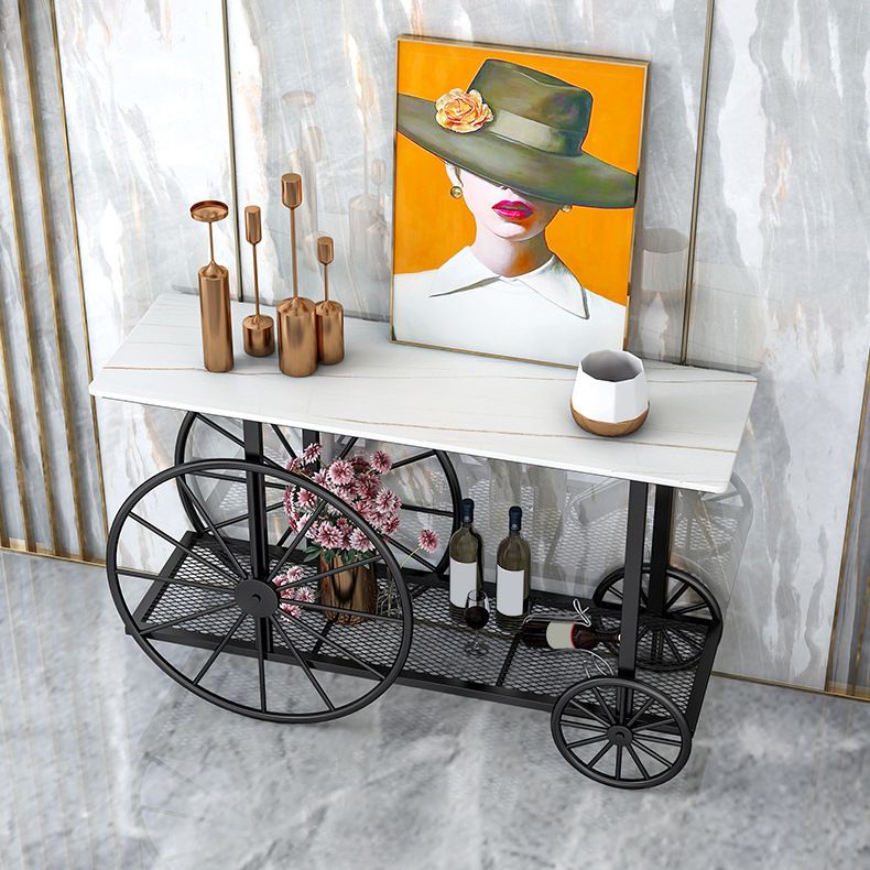 Glam Rectangle Accent Table Stone Sofa Console Table with Shelf for Hall Clearhalo 'Console Tables' 'console_tables' 'Entry & Mudroom Furniture' 'furn' 'furn_console_tables' 'Furniture' 1200x1200_553086fa-54e6-4270-a87a-47435a95a683