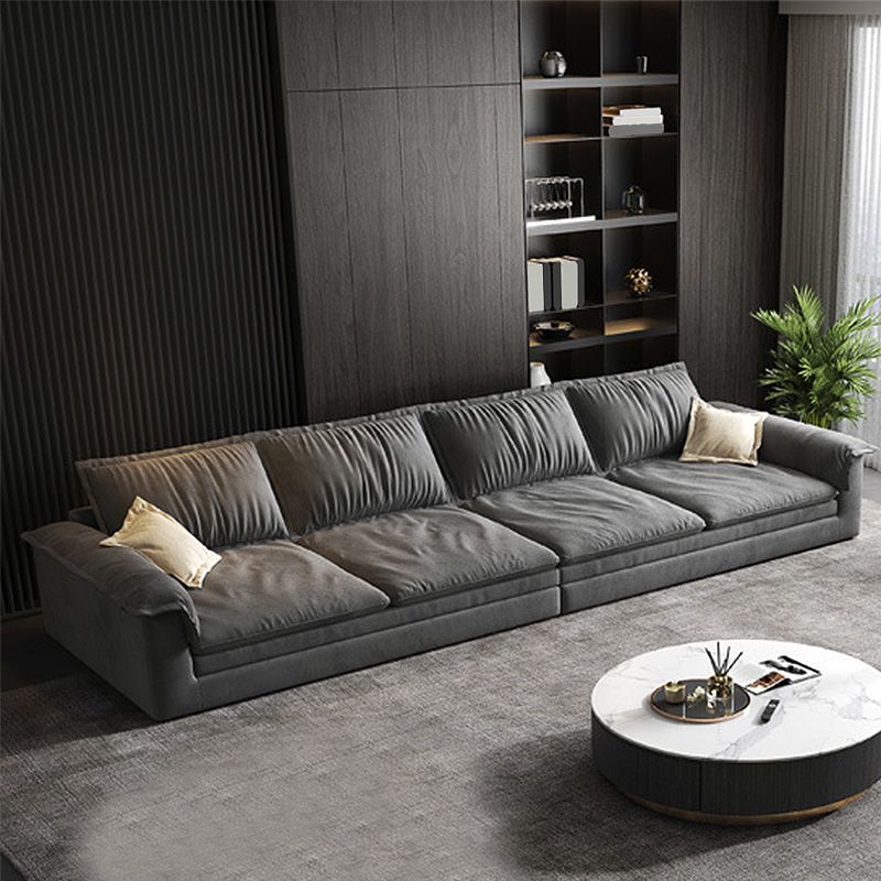 Dark Gray Faux Leather Sofa/Sectional Stain-Resistant Sofa for Living Room