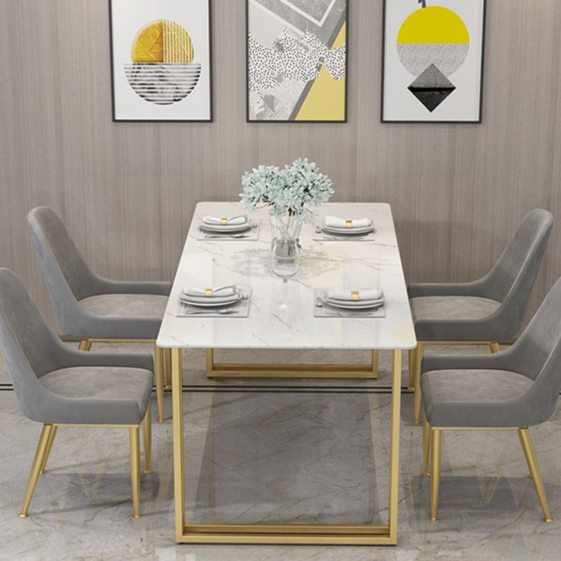 Glam Style Rectangle Stone Table for Restaurant Gold Sled Base Table Clearhalo 'Dining Tables & Seating' 'Dining Tables' 'dining_table' 'furn' 'furn_dining_table' 'Furniture' 'furniture_dining_table' 'Kitchen & Dining Furniture' 'kitchen' 'kitchen_dining_table' 1200x1200_5530c69c-a0a7-4d2a-9408-f322dbd760ed