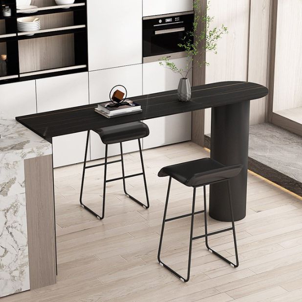 Modern Iron Bar Dining Table with Stone Top Indoor Bistro Table Fixed Table Clearhalo 'Bar Furniture' 'Bar Tables' 'bar_tables' 'furn' 'furn_bar_tables' 'Furniture' 'furniture_bar_tables' 'Kitchen & Dining Furniture' 1200x1200_5534f506-2e82-4051-870e-f288e1f7e003