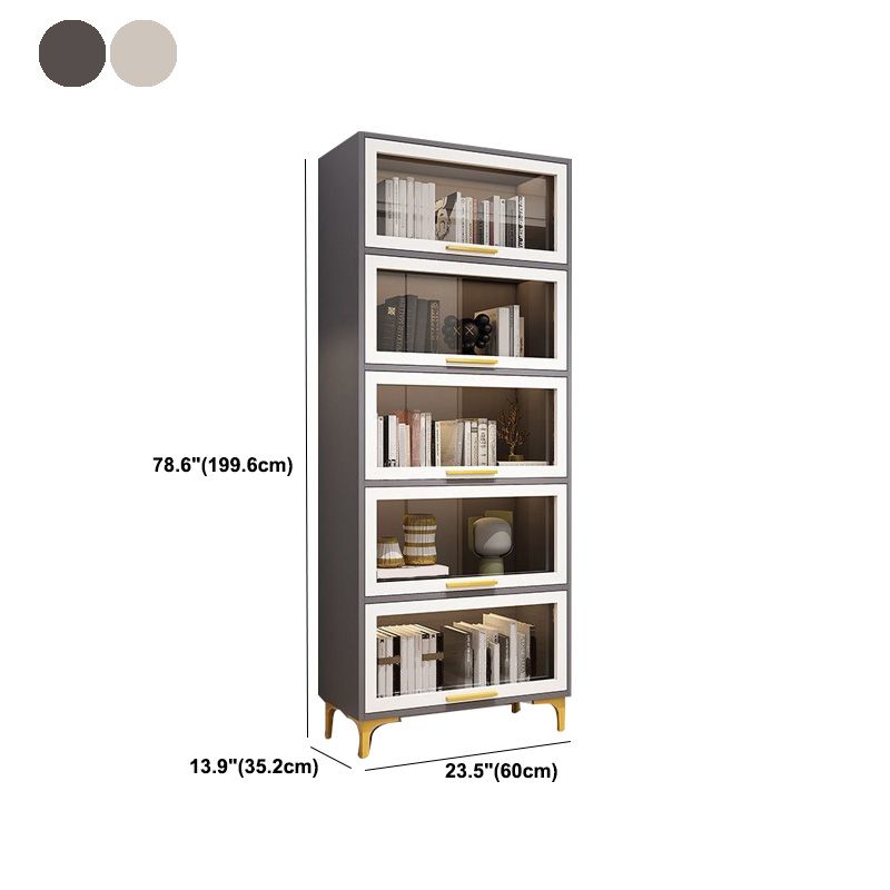 Modern Engineered Wood Bookcase White Standard Shelf with Door Clearhalo 'Bookcases' 'furn' 'furn_bookcases' 'Furniture' 'Office Furniture' 1200x1200_55353800-8304-455f-acab-84e00bc22927