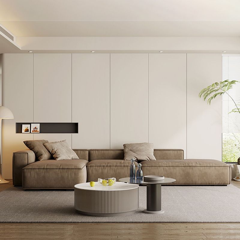 リビングルームの茶色の現代の染色抵抗性四角い腕ソファ