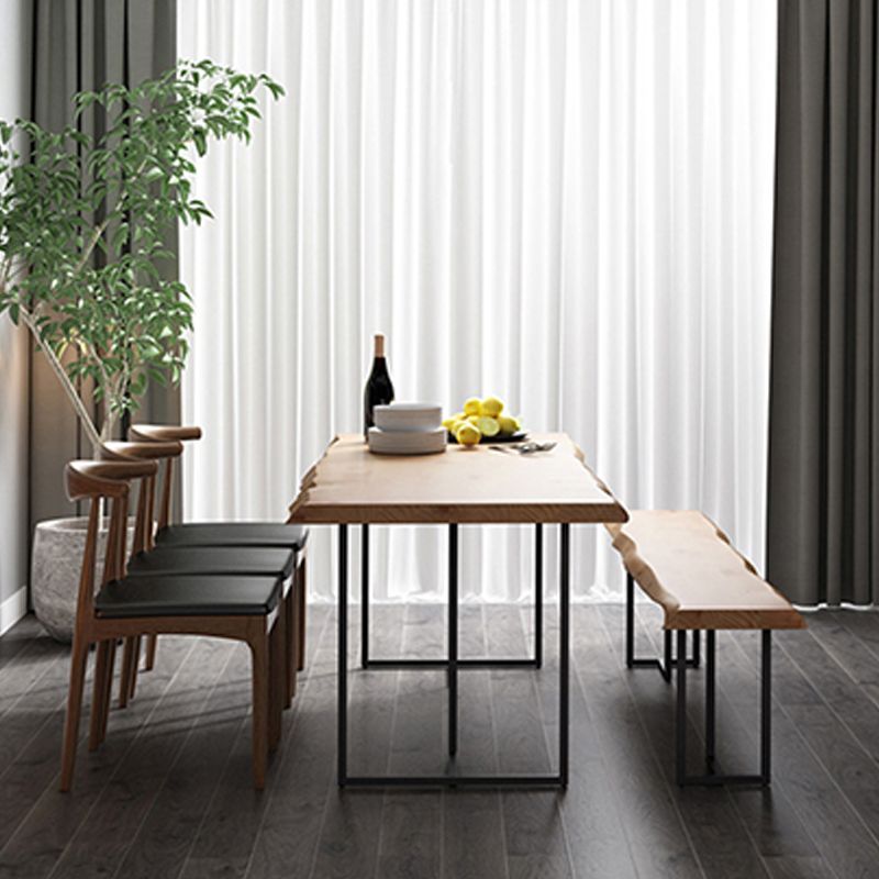 Modern Double Pedestal Dining Table Wood Table for Living Room