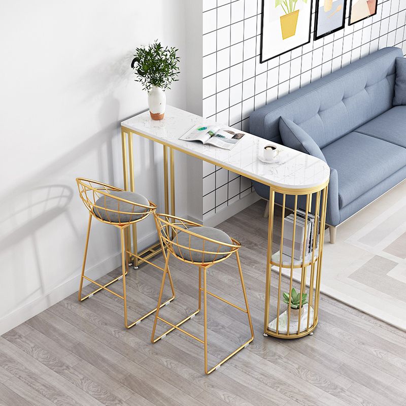 Glam Marble Table with Oval Table Top Gold Double Pedestal Table with 42-inch Height Clearhalo 'Bar Furniture' 'Bar Tables' 'bar_tables' 'furn' 'furn_bar_tables' 'Furniture' 'furniture_bar_tables' 'Kitchen & Dining Furniture' 1200x1200_5537f3ad-ecb8-4346-bfa5-df0f8b33c9b1